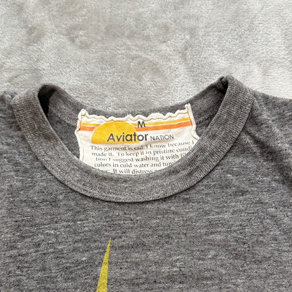 Aviator Nation Charcoal Tee with Yellow Lightning Bolt - Picture 4 of 4